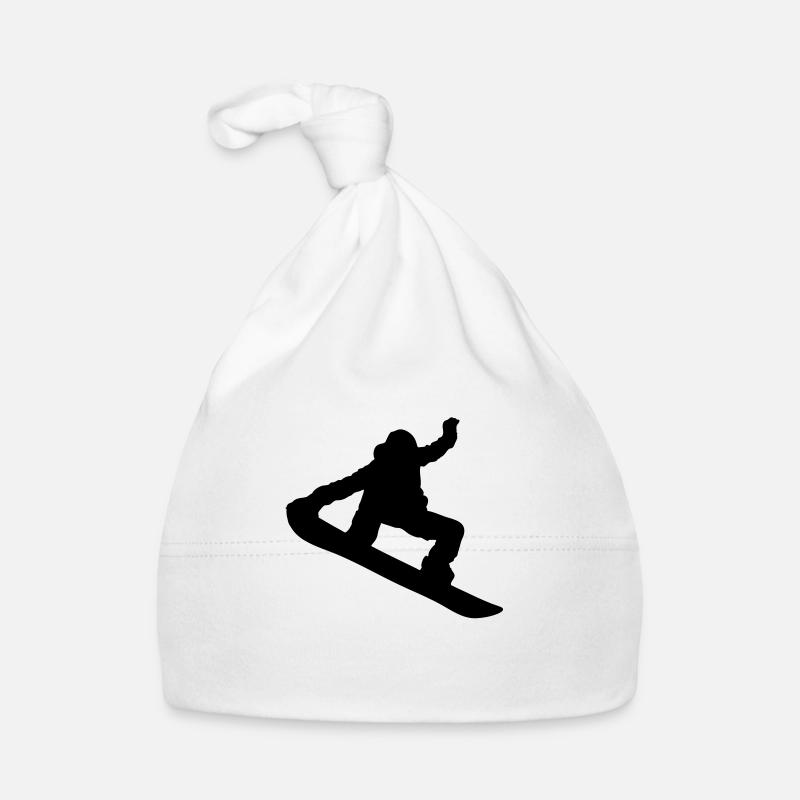 Snowboarder Silhouette - Bonnet bio Bébé - blanc