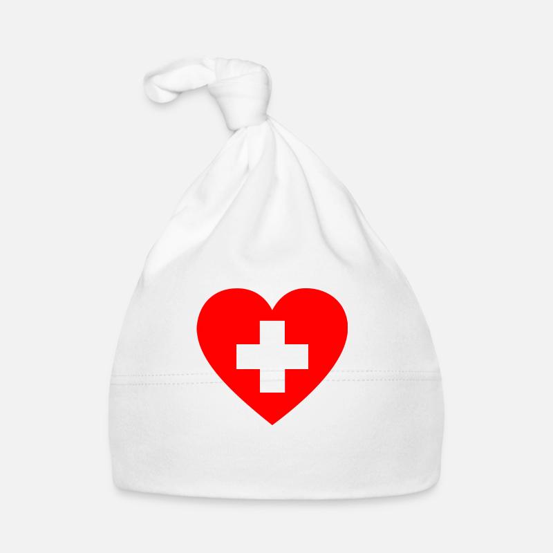 Erste Hilfe Herz Geschenk Geschenkidee - Baby Bio-Mütze - Weiß