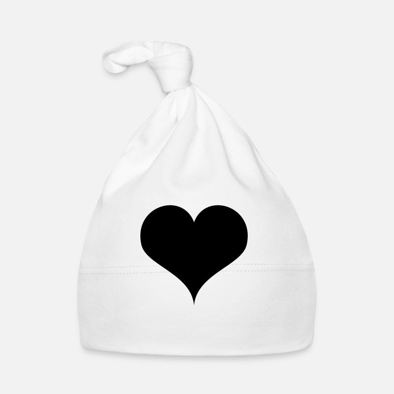 cœur - Bonnet bio Bébé - blanc