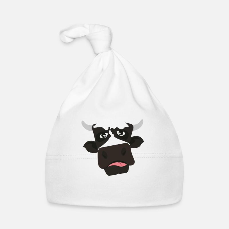 visage de vache, vache - Bonnet bio Bébé - blanc
