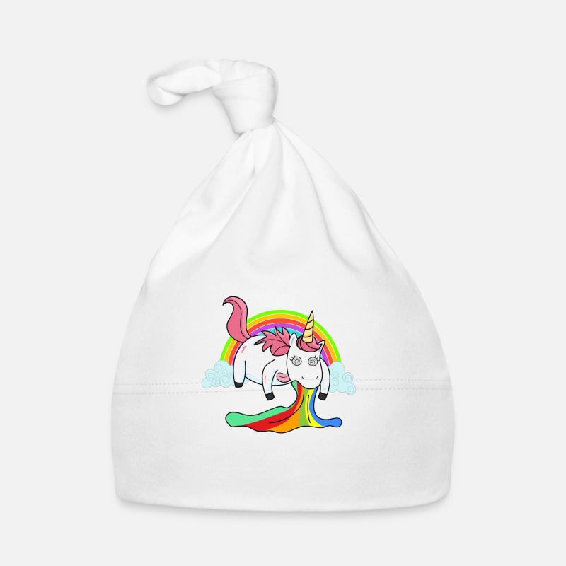 Kotzendes Einhorn Regenbogen Baby Bio-Mütze