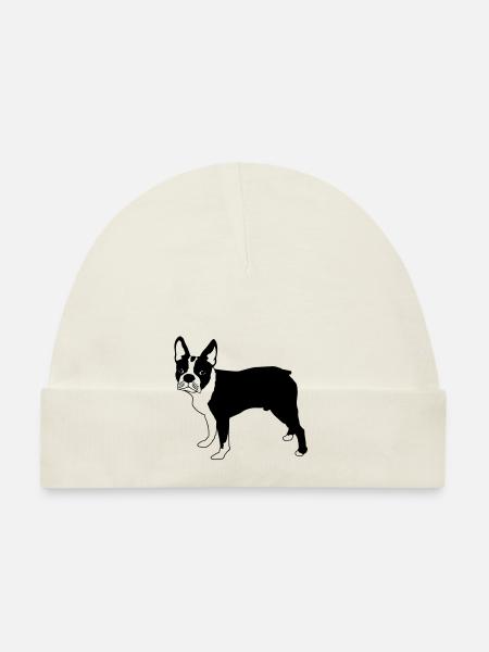 Boston terrier de - Bonnet bio Bébé - blanc - Devant