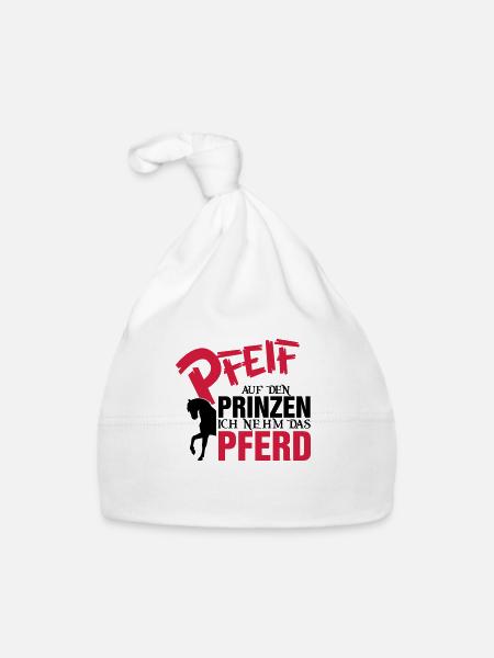 Pfeiff auf den Prinzen, ich nehm das Pferd - Baby Bio-Mütze - Weiß - Vorne