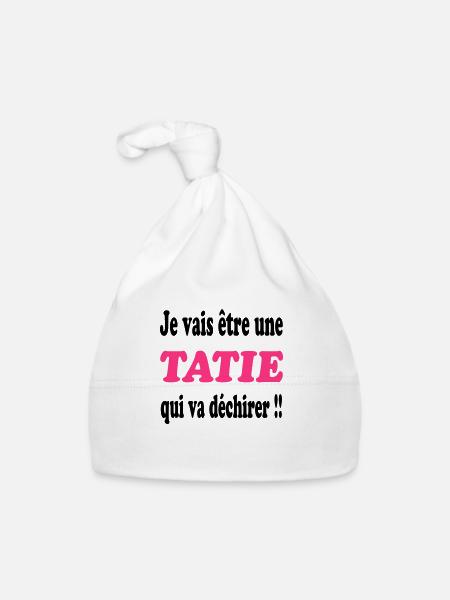Je vais être une tatie qui va déchirer !!! - Bonnet bio Bébé - blanc - Devant