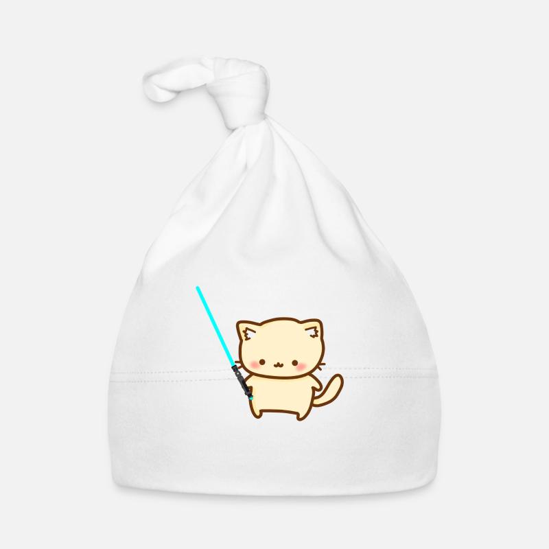 Süße Katze mit blauem Lichtschwert Baby Bio-Mütze