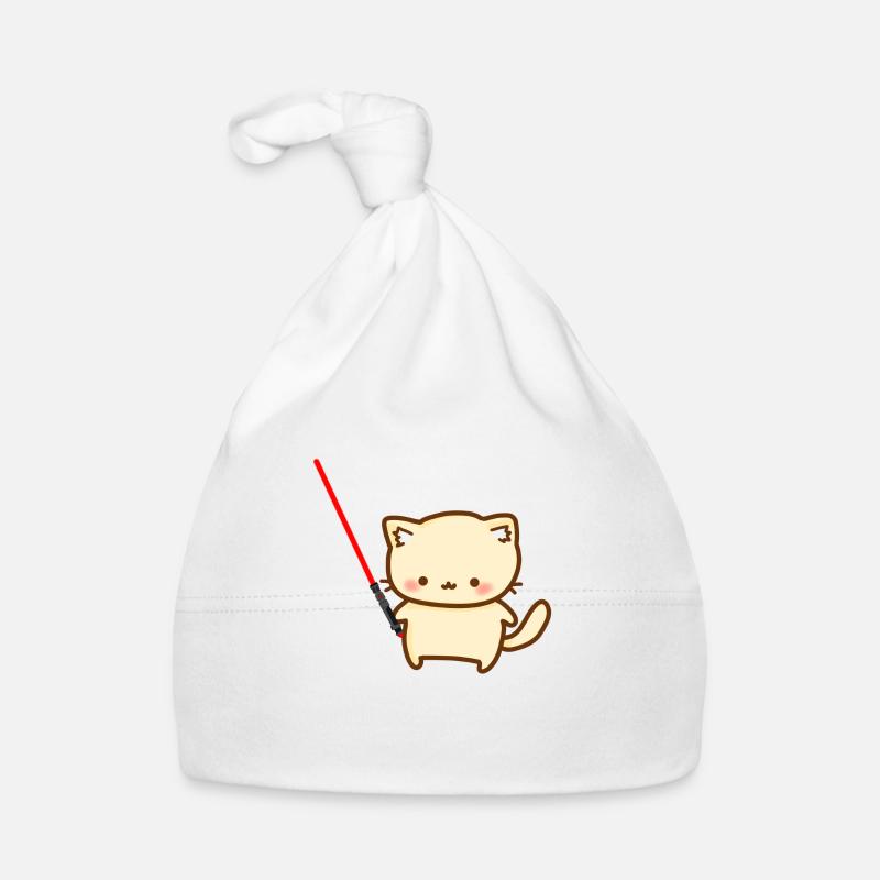 Süße Katze mit einem roten Lichtschwertern Baby Bio-Mütze