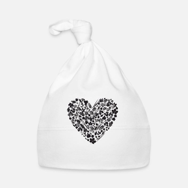 Cœur de feuilles - Bonnet bio Bébé - blanc