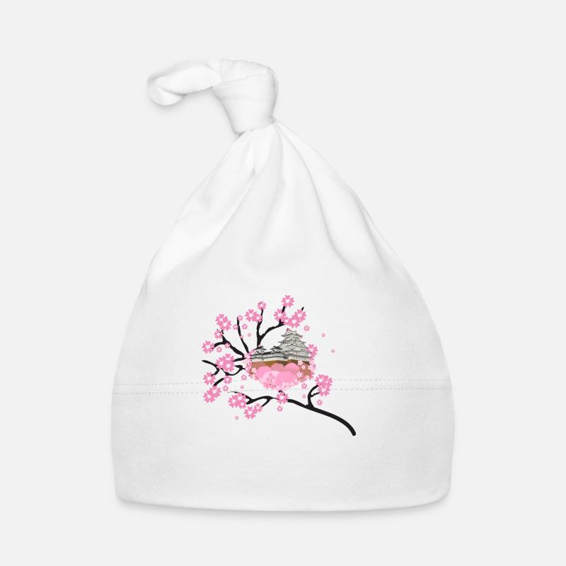 Fleur de cerisier Temple Design Sakura - Bonnet bio Bébé - blanc