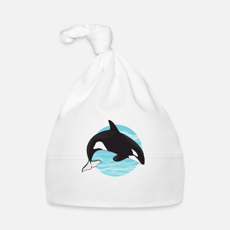 Killer Whale in Ocean Circle Organic Baby Cap