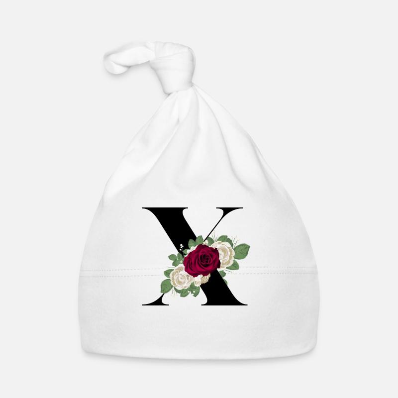 letter X flowered Organic Baby Cap