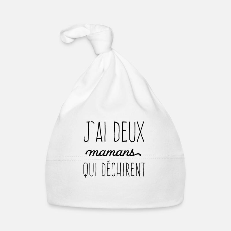 J'ai deux mamans qui déchirent - Bonnet bio Bébé - blanc