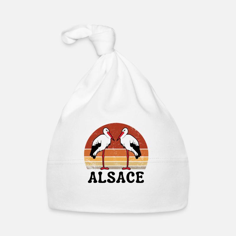 Alsace cigognes Sunset rétro vintage Bonnet bio Bébé
