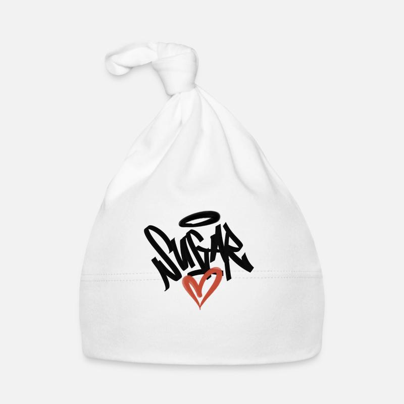 sugar heart graffiti - Organic Baby Cap - white