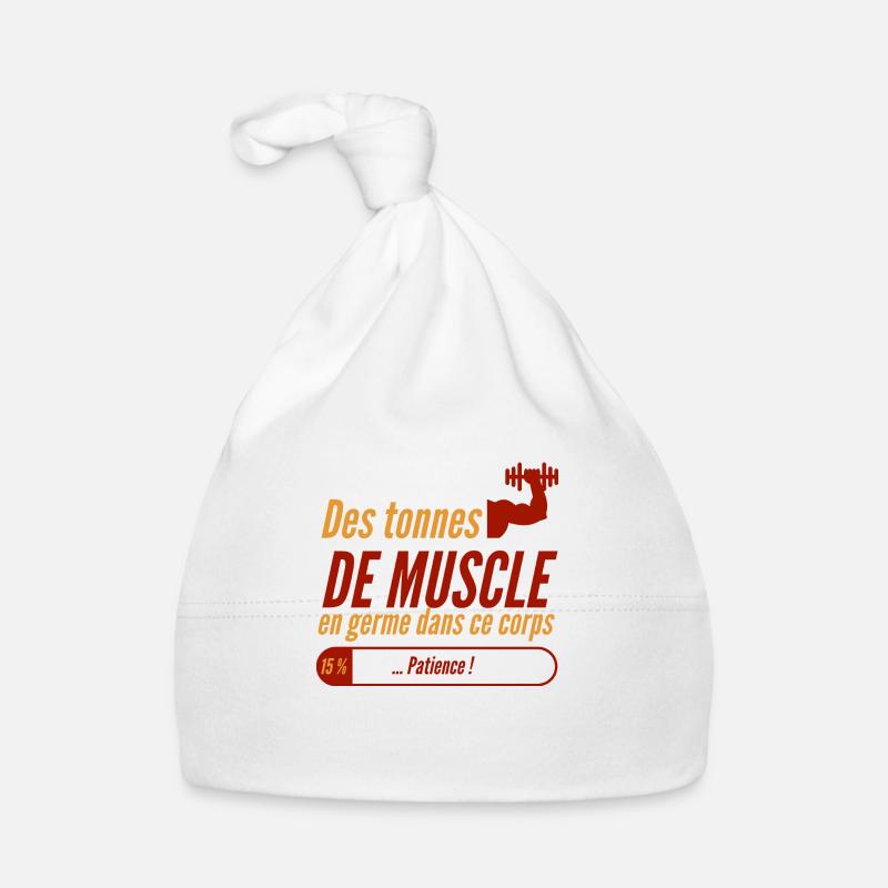 Des tonnes de muscle en germe dans ce corps - Bonnet bio Bébé - blanc