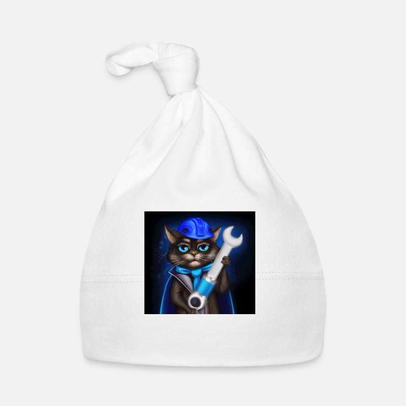 cool cat engineer 3 - Baby Bio-Mütze - Weiß