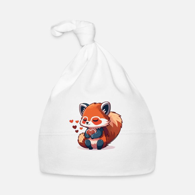 panda roux avec cœur Bonnet bio Bébé