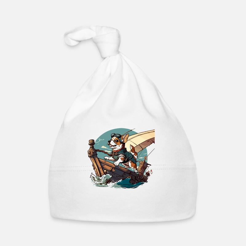 Liko le chien pirate - Bonnet bio Bébé - blanc