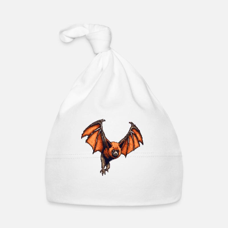 Pixelated flying fox in retro 8 bit graphics Organic Baby Cap