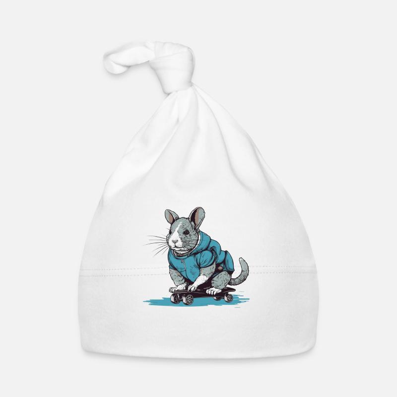 Thechinchilla sur une planche à roulettes avec un sweat à capuche Bonnet bio Bébé