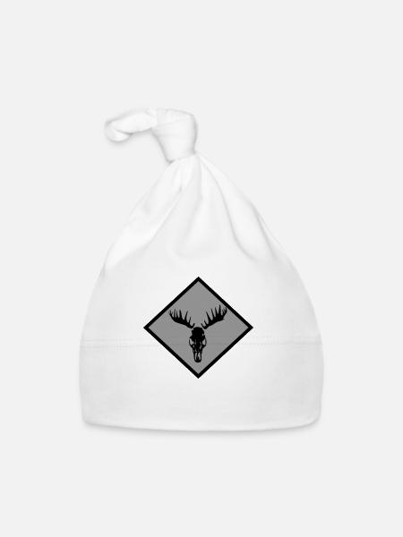 Elch-Schädel - Baby Bio-Mütze - Weiß - Vorne