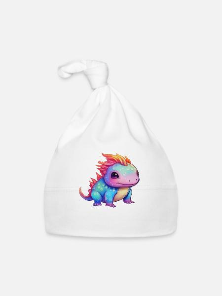 Regenbogen-Zauber - Der niedliche Axolotl - Baby Bio-Mütze - Weiß - Vorne