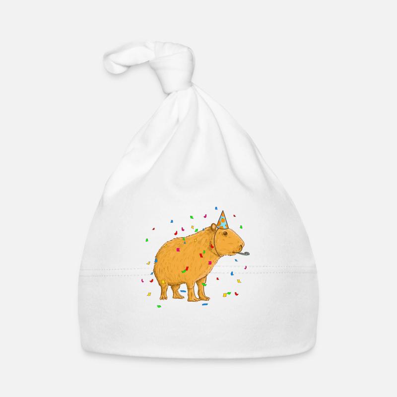 Capybara Geburtstag - Baby Bio-Mütze - Weiß