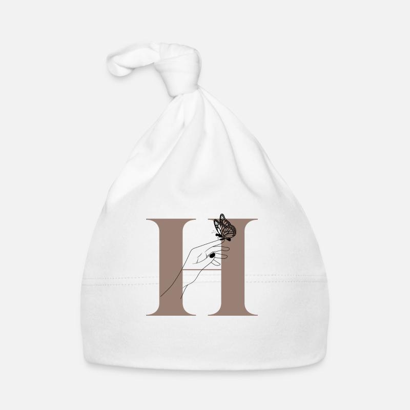letter H Magic butterfly Organic Baby Cap