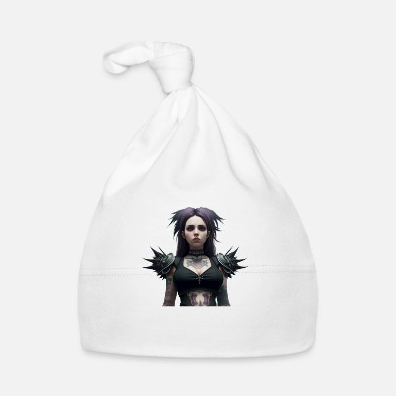 Gothic-Mädchen - Baby Bio-Mütze - Weiß