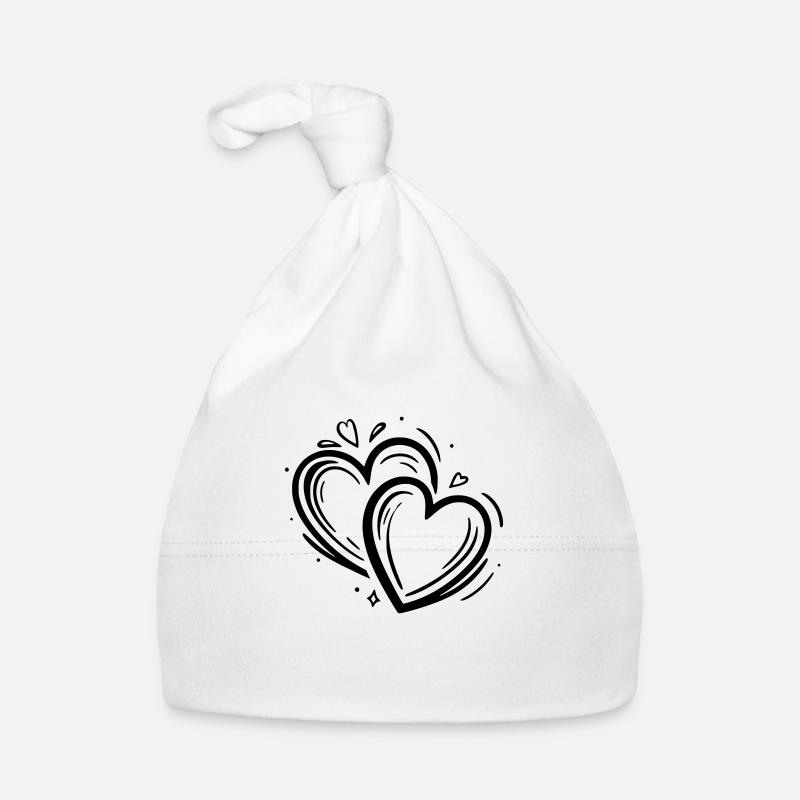 Décor de 2 coeurs Bonnet bio Bébé