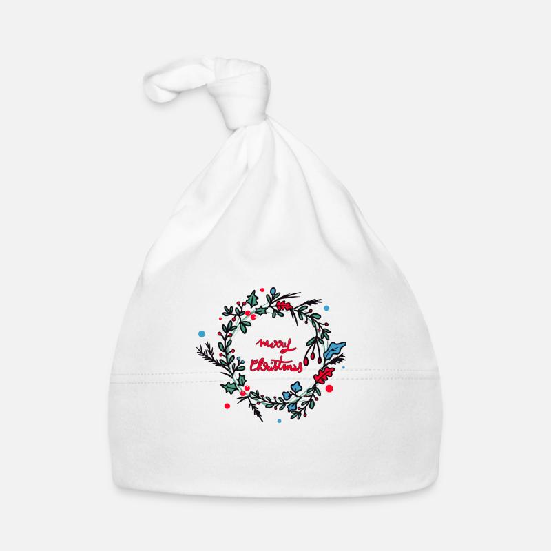 couronne de noel - Bonnet bio Bébé - blanc