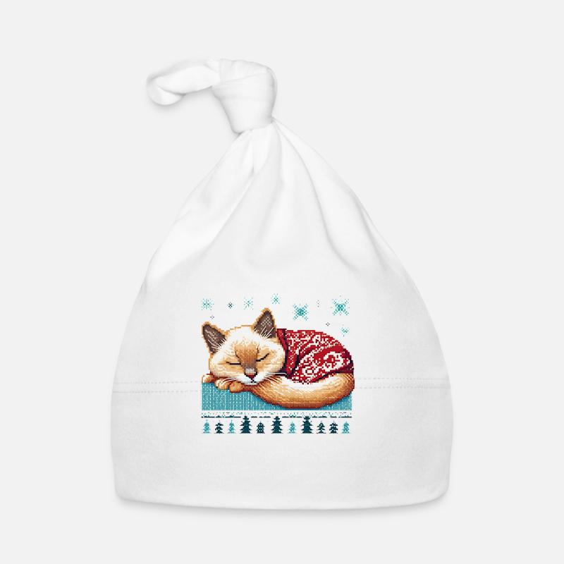 Ugly Christmas Sleeping Cat Organic Baby Cap