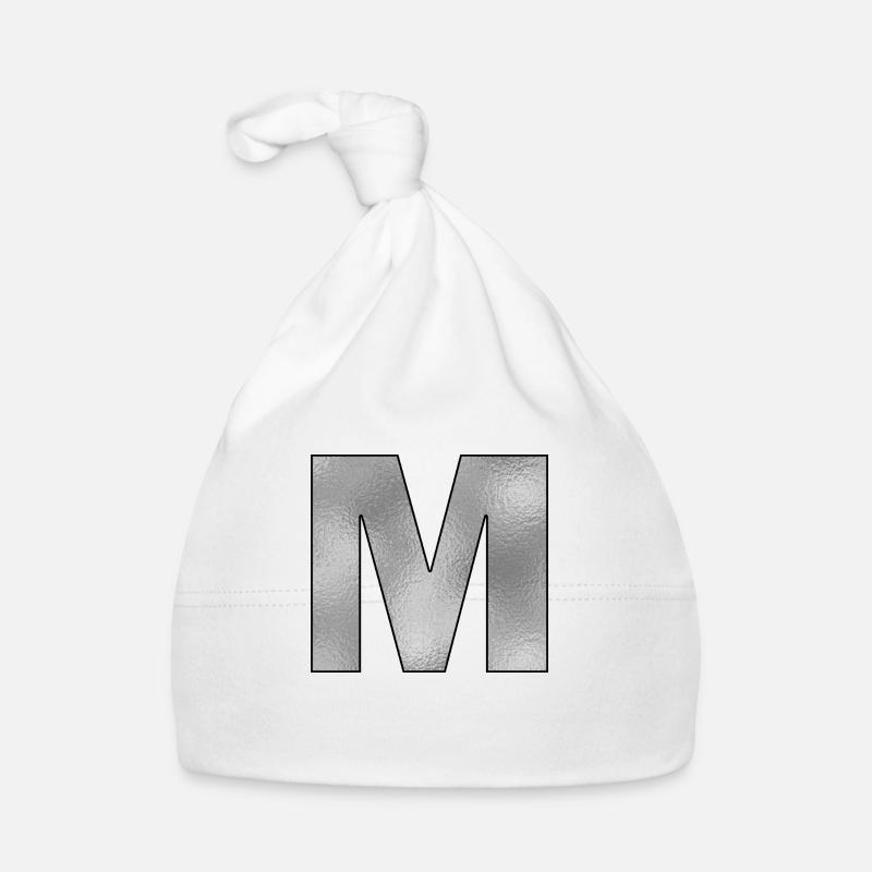 Letter M Silver Organic Baby Cap