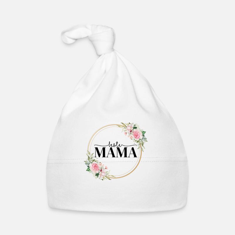 Beste Mama - Geschenkidee - Baby Bio-Mütze - Weiß
