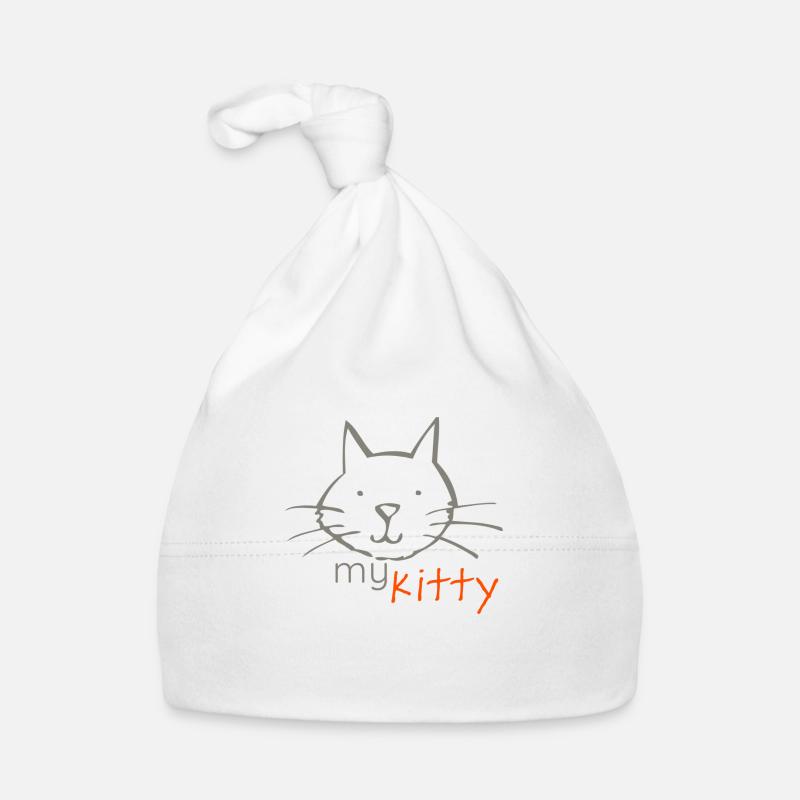Un dessin de chat - Le mignonLogo - Bonnet bio Bébé - blanc