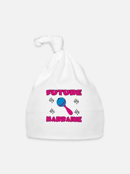 FUTURE MARRAINE - Bonnet bio Bébé - blanc - Devant