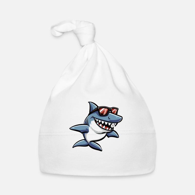 Shark Fish Sunglasses Funny Organic Baby Cap