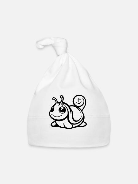 schnecke comic - Baby Bio-Mütze - Weiß - Vorne