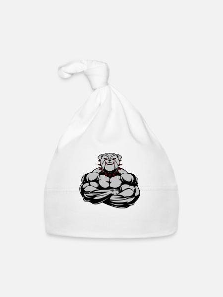 Bouledogue fort 02 - Bonnet bio Bébé - blanc - Devant