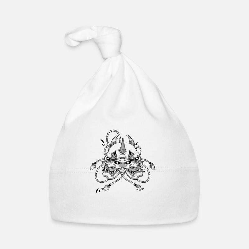 Double mask Oni - Organic Baby Cap - white