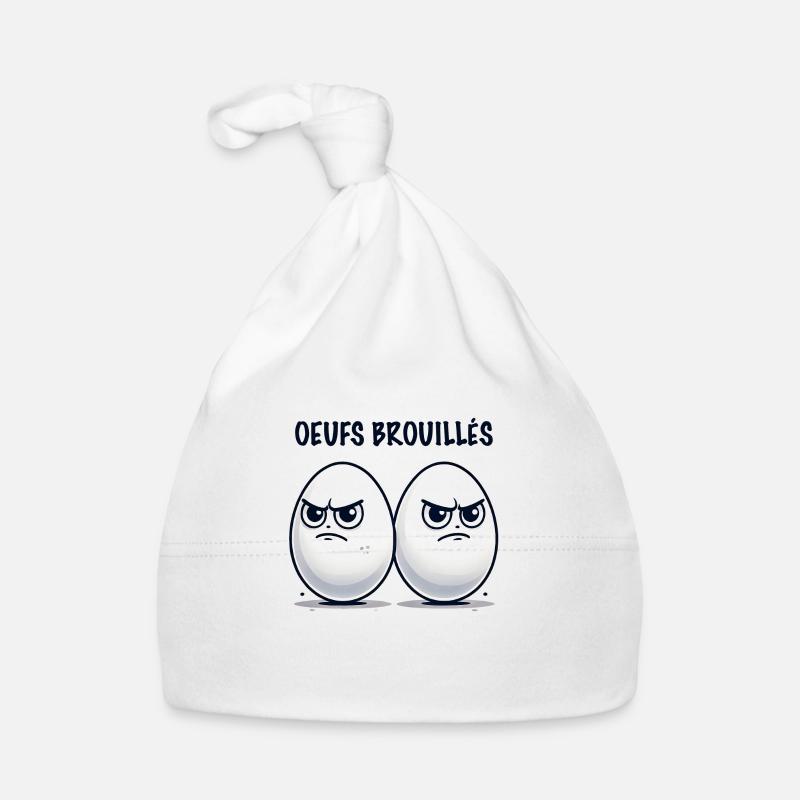 Oeufs brouillés humour - Bonnet bio Bébé - blanc