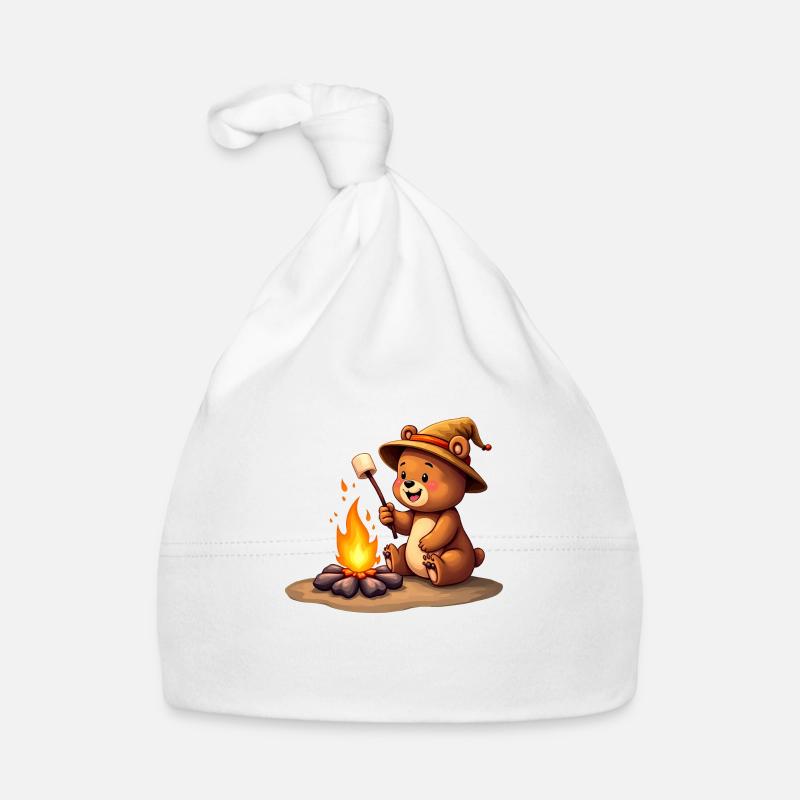 Bear Campfire Marshmallow Treat Organic Baby Cap