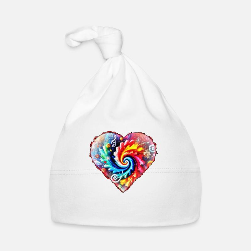 Cœur arc-en-ciel psychédélique - Bonnet bio Bébé - blanc