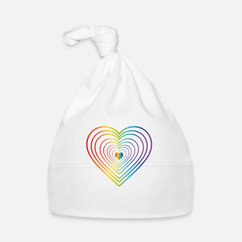 Coeur coloré - Bonnet bio Bébé - blanc