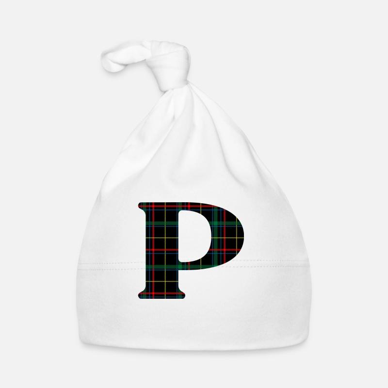 Monogram p scottish tartan Organic Baby Cap