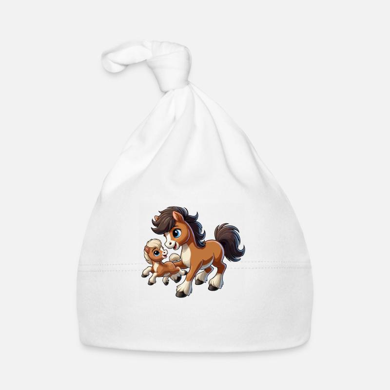 Pony mit herumtollendem Kind Baby Bio-Mütze