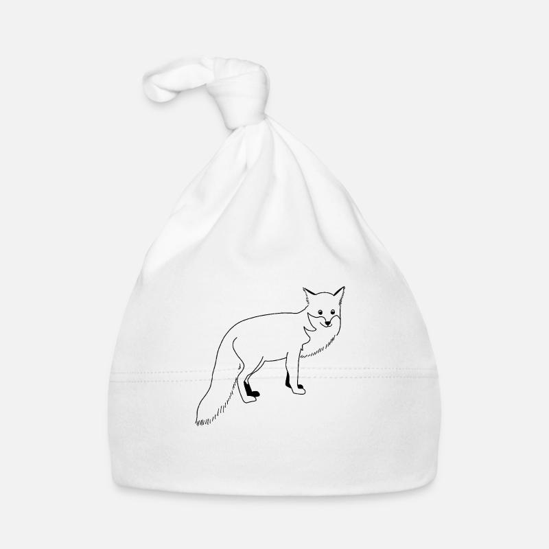 Fuchs - Grafik in schwarz-weiss Baby Bio-Mütze