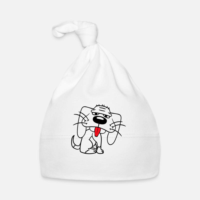chien assis drôle mignon tirer la langue bande dessinée Bonnet bio Bébé