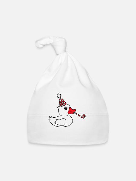 Duck Party Towel Hat Birthday Celebrate New Year's Eve - Organic Baby Cap - white - Front