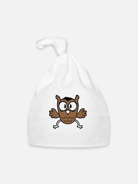 Owl Eagle Owl Jumps Funny, Jumping Jack Flies Flutters - Organic Baby Cap - white - Front
