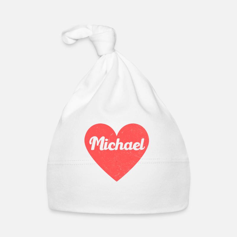 Michael Name Red Heart Love Fan Retro Organic Baby Cap